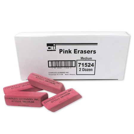 Charles Leonard Medium Natural Rubber Pink Wedge Eraser, PK72 71524
